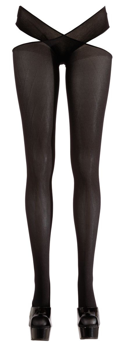 Cottelli Collection - Strumpfhose mit offenem Schritt in Schwarz