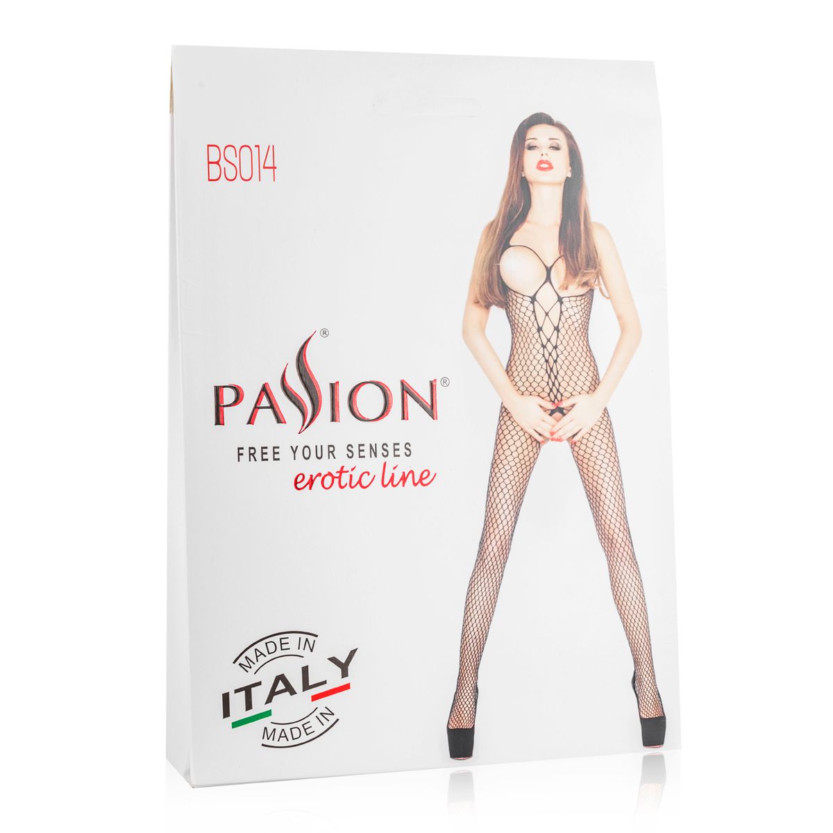 Netz-Catsuit mit offenen Cups - Schwarz