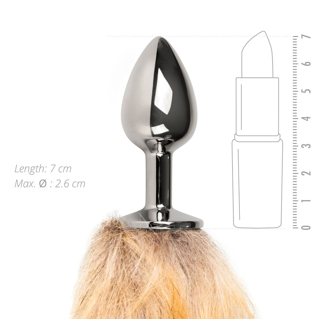 Easytoys Fetish - Analplug Silber – Beiger Fuchsschwanz