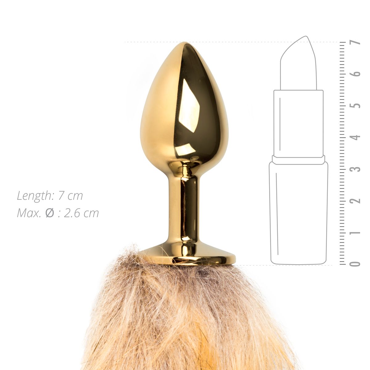 Easytoys Fetish - Analplug Silber – Beiger Fuchsschwanz