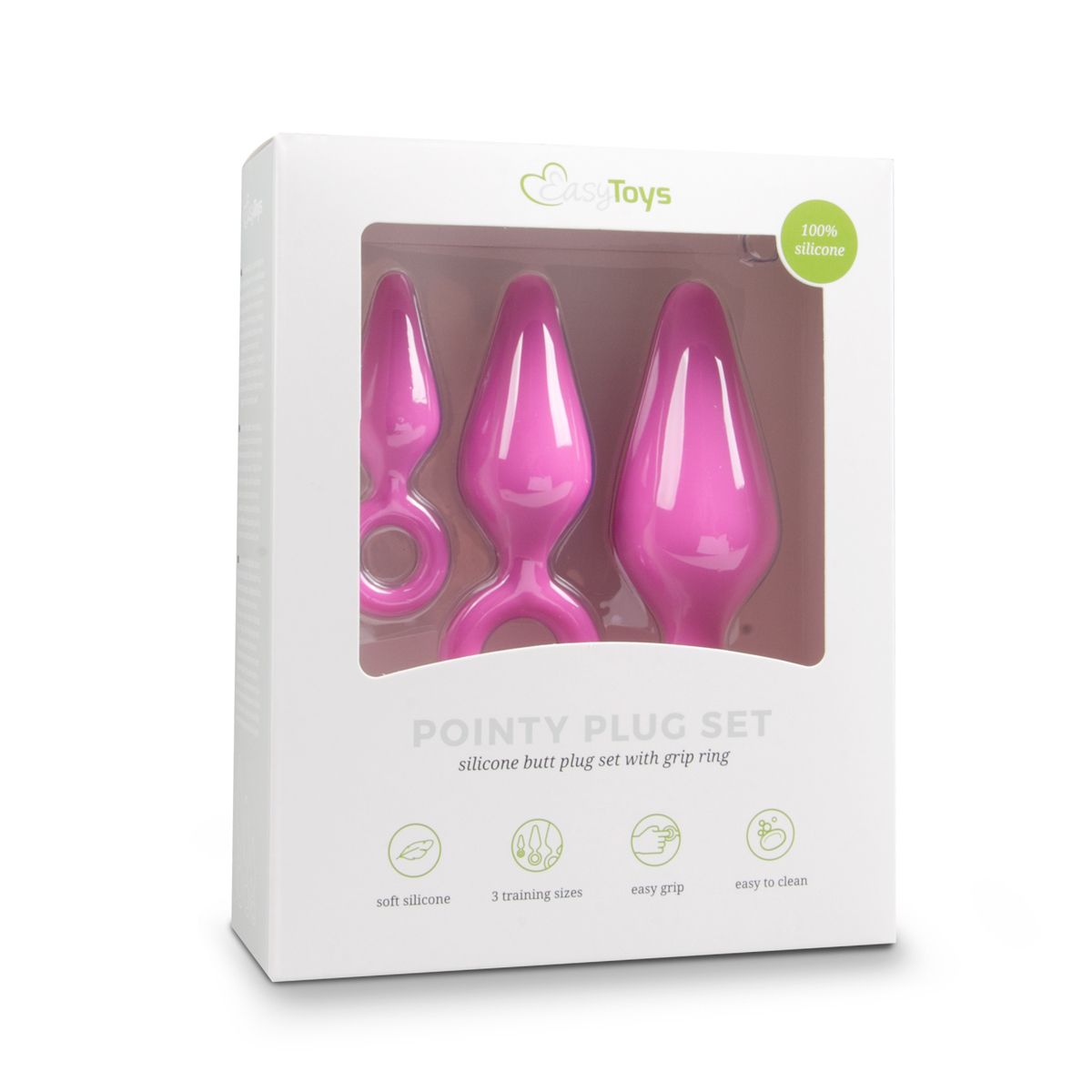 Schwarze Buttplugs mit Rückholring - Set