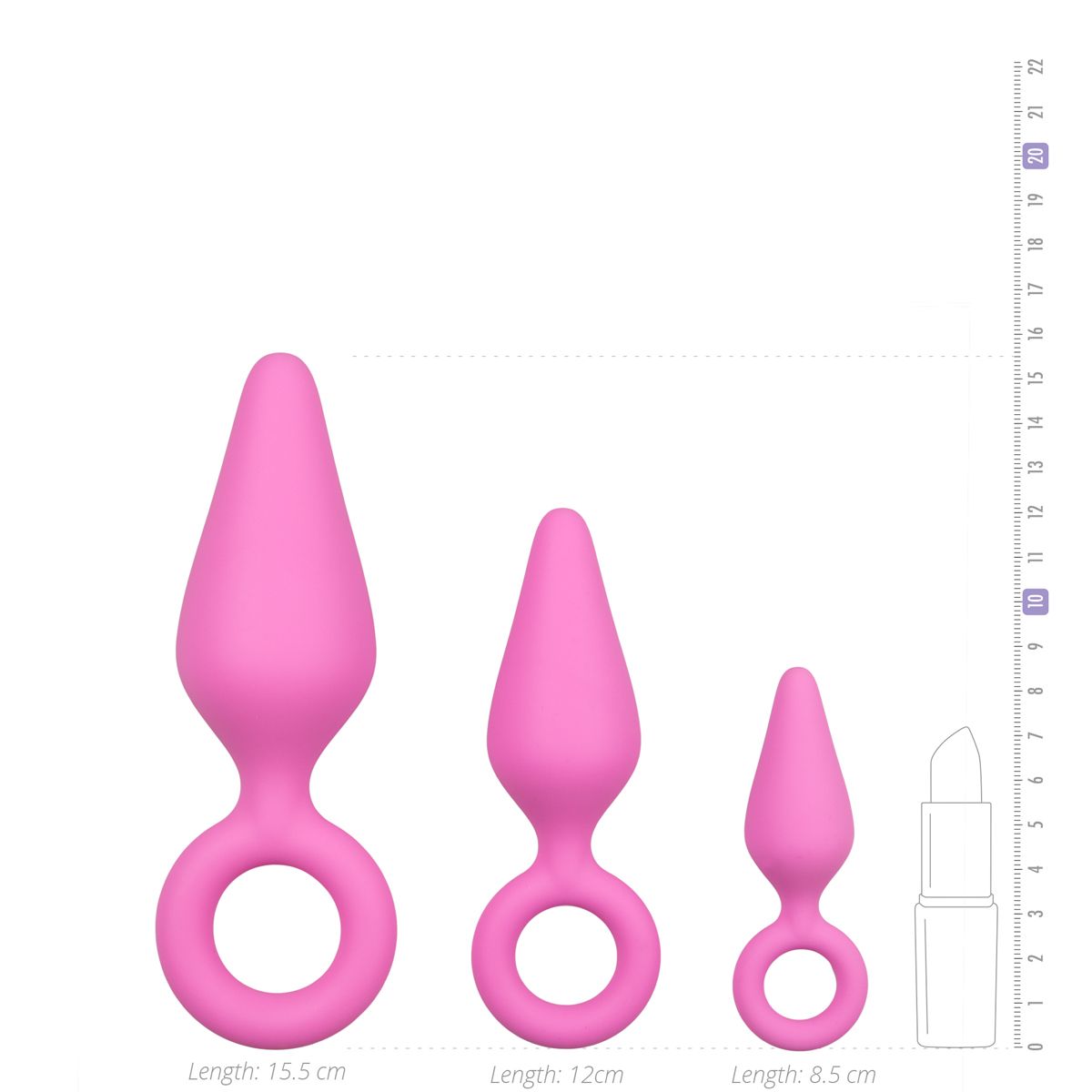 Schwarze Buttplugs mit Rückholring - Set