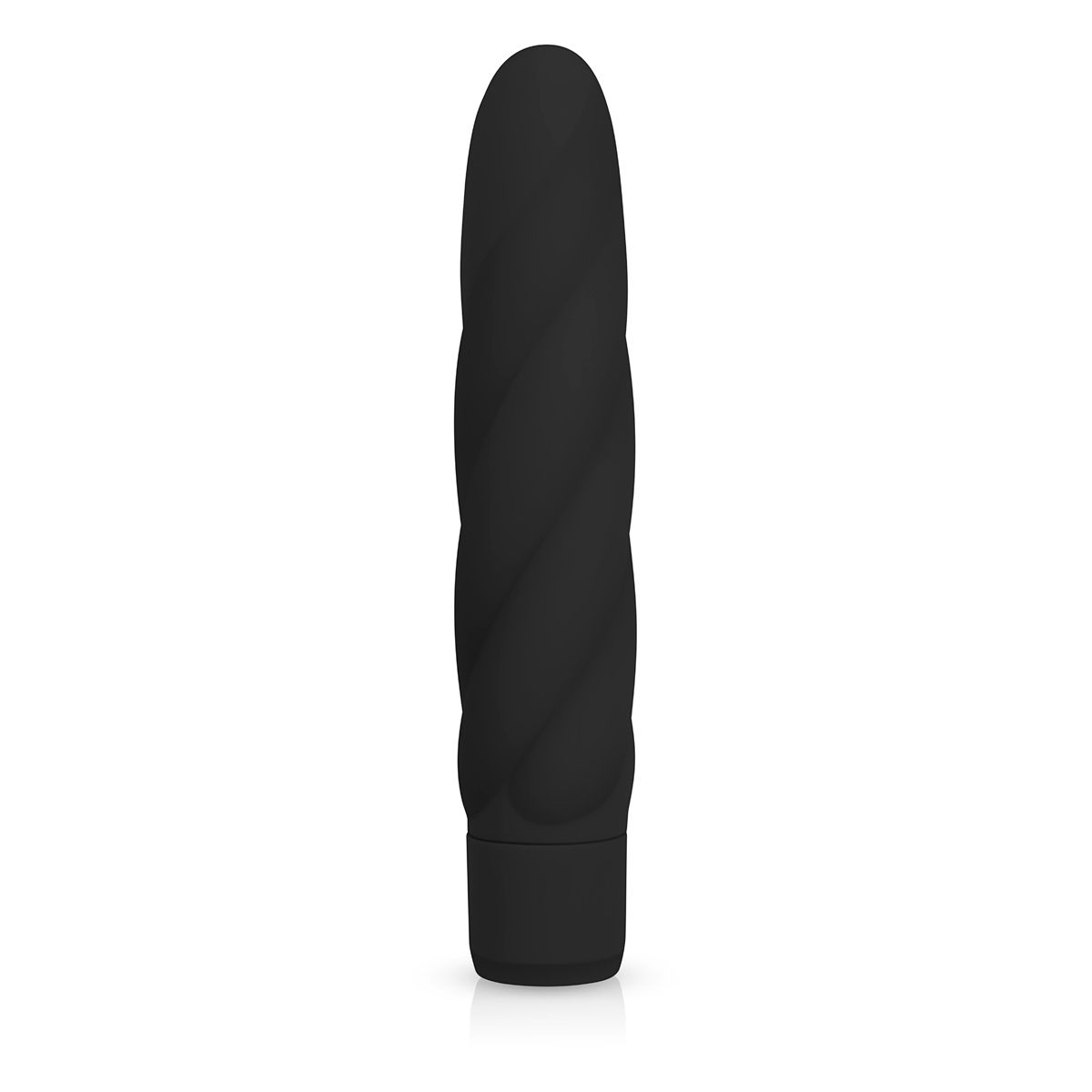 EasyToys - Schwarzer Silikon-Vibrator - Rillen und Runde Spitze