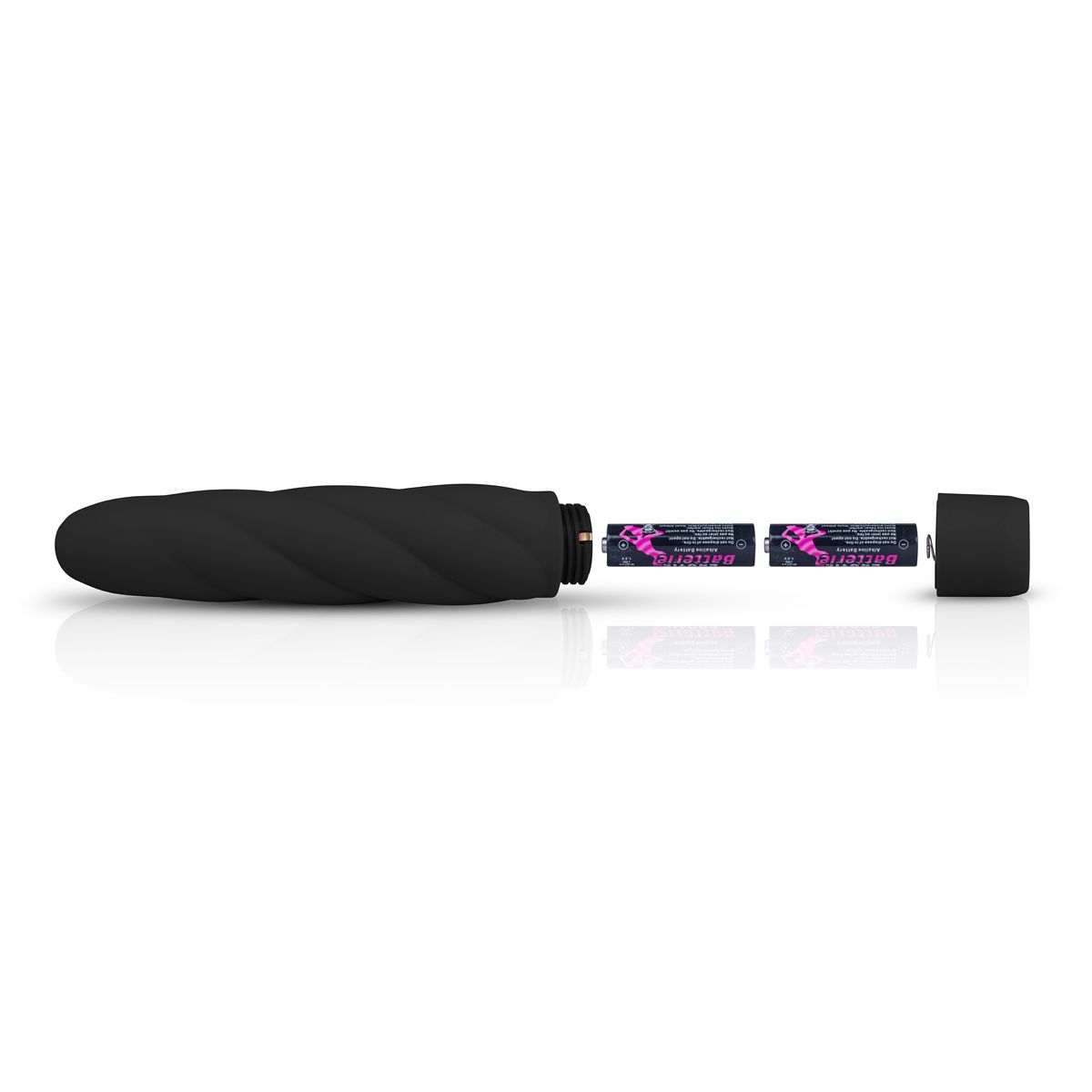 EasyToys - Schwarzer Silikon-Vibrator - Rillen und Runde Spitze