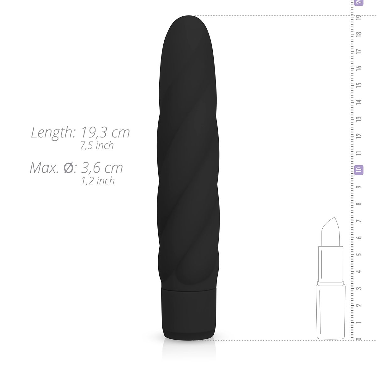 EasyToys - Schwarzer Silikon-Vibrator - Rillen und Runde Spitze