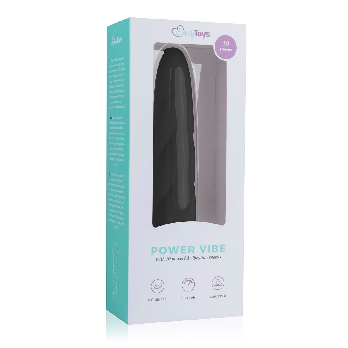 EasyToys - Schwarzer Silikon-Vibrator - Rillen und Runde Spitze