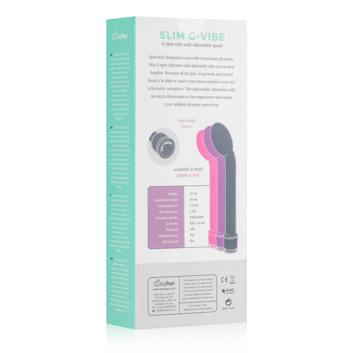 G-Punkt Vibrator - Schwarz - Stufenlos Regelbar mit Gebogenem Aufsatz