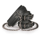 Easytoys Fetish - Lederhalsband mit Handgelenkmanschetten - Schwarz