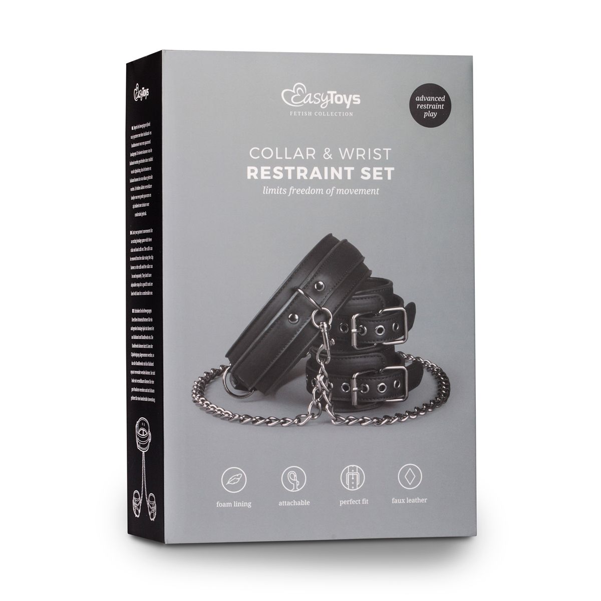 Easytoys Fetish - Lederhalsband mit Handgelenkmanschetten - Schwarz