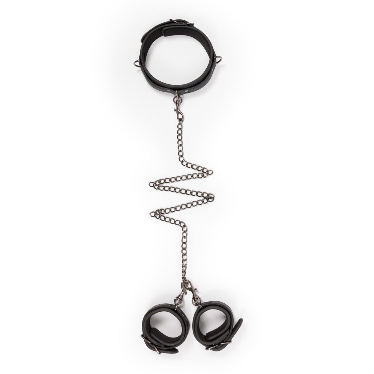 Easytoys Fetish - Lederhalsband mit Handgelenkmanschetten - Schwarz