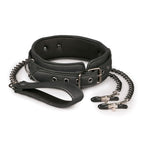 Easytoys Fetish - Lederhalsband mit Nippelketten