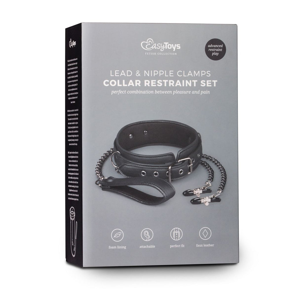 Easytoys Fetish - Lederhalsband mit Nippelketten