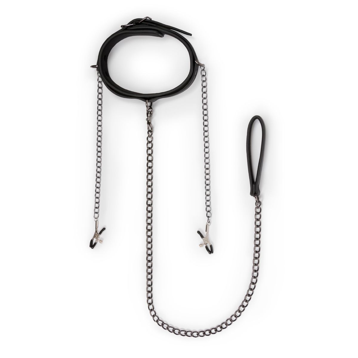 Easytoys Fetish - Lederhalsband mit Nippelketten