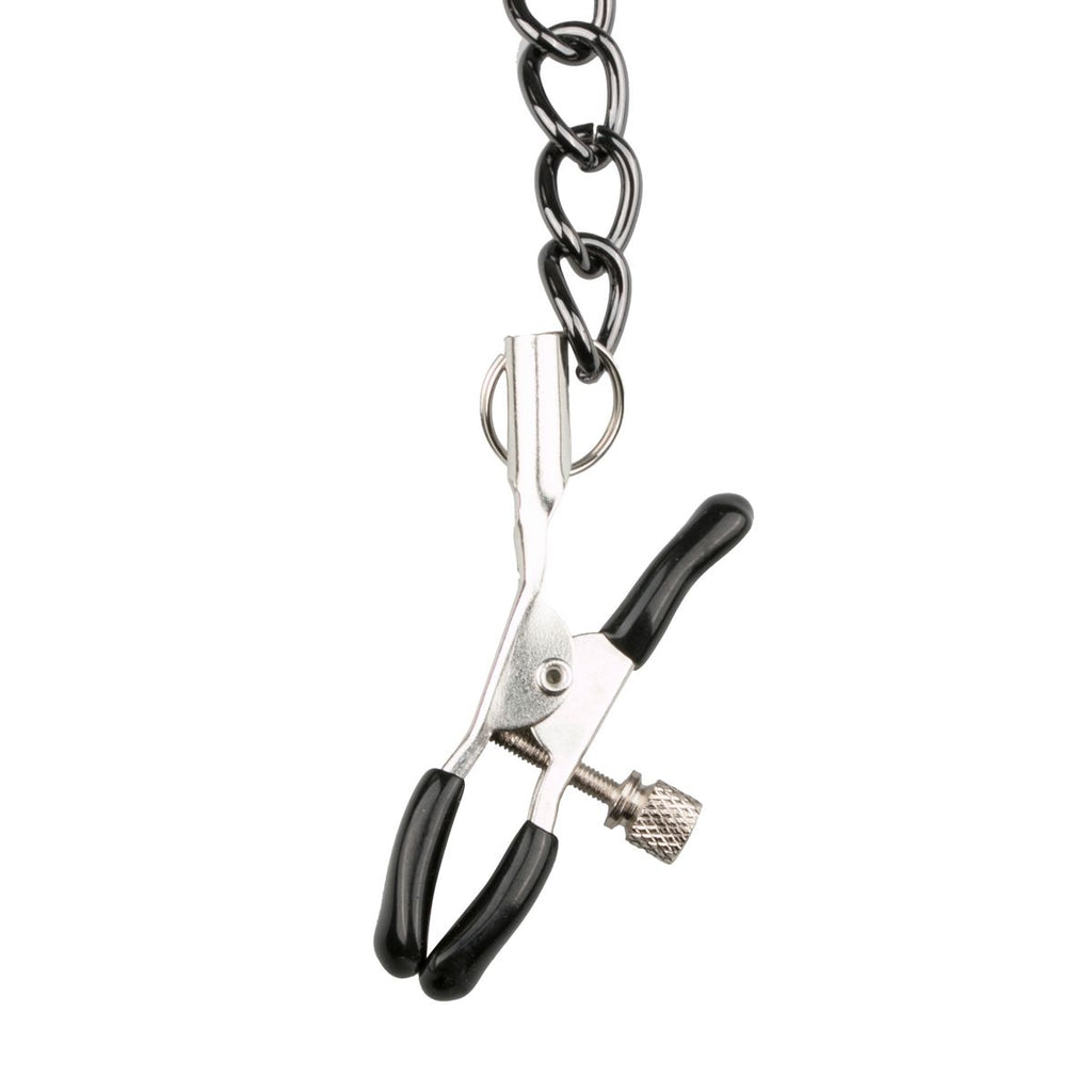 Easytoys Fetish - Lederhalsband mit Nippelketten