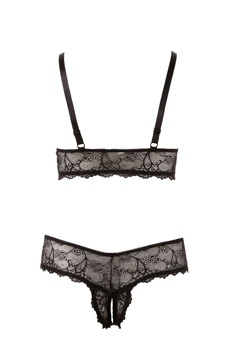 Cottelli Collection - Bra and crotchless G-string
