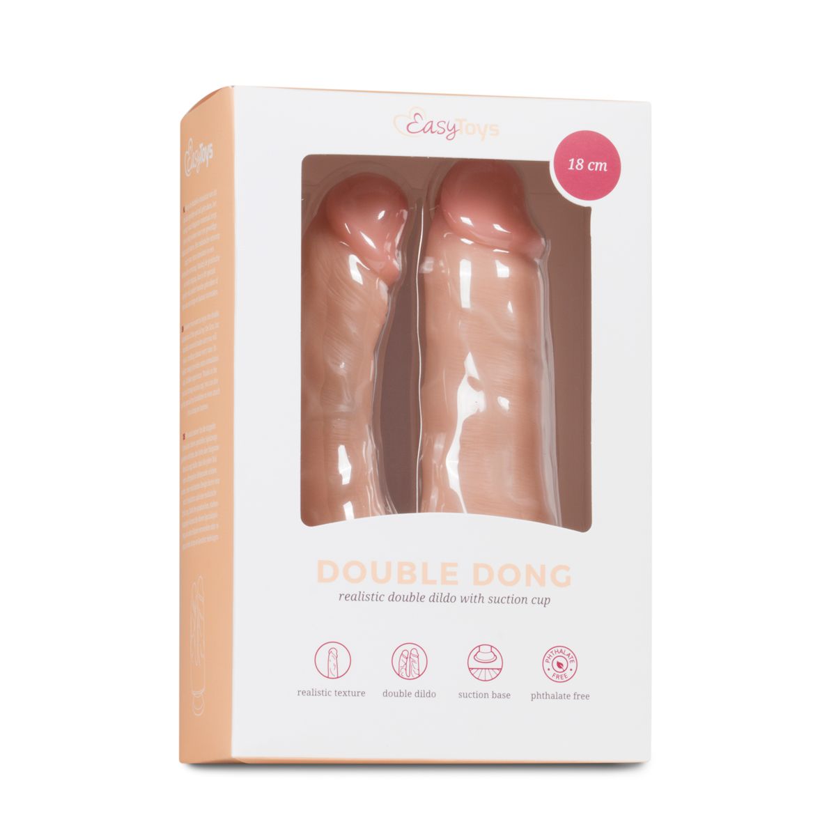Realistischer Doppeldildo mit Saugnapf - 18 cm