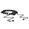 Easytoys Fetish - Offener Ballknebel mit Nippelklemmen