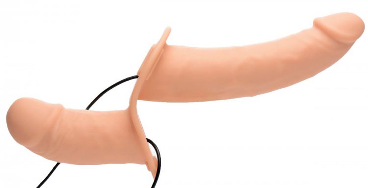 Strap-U - Power Pegger Doppel-Strap-On-Vibrator - Verstellbares Hüftgurt-Set