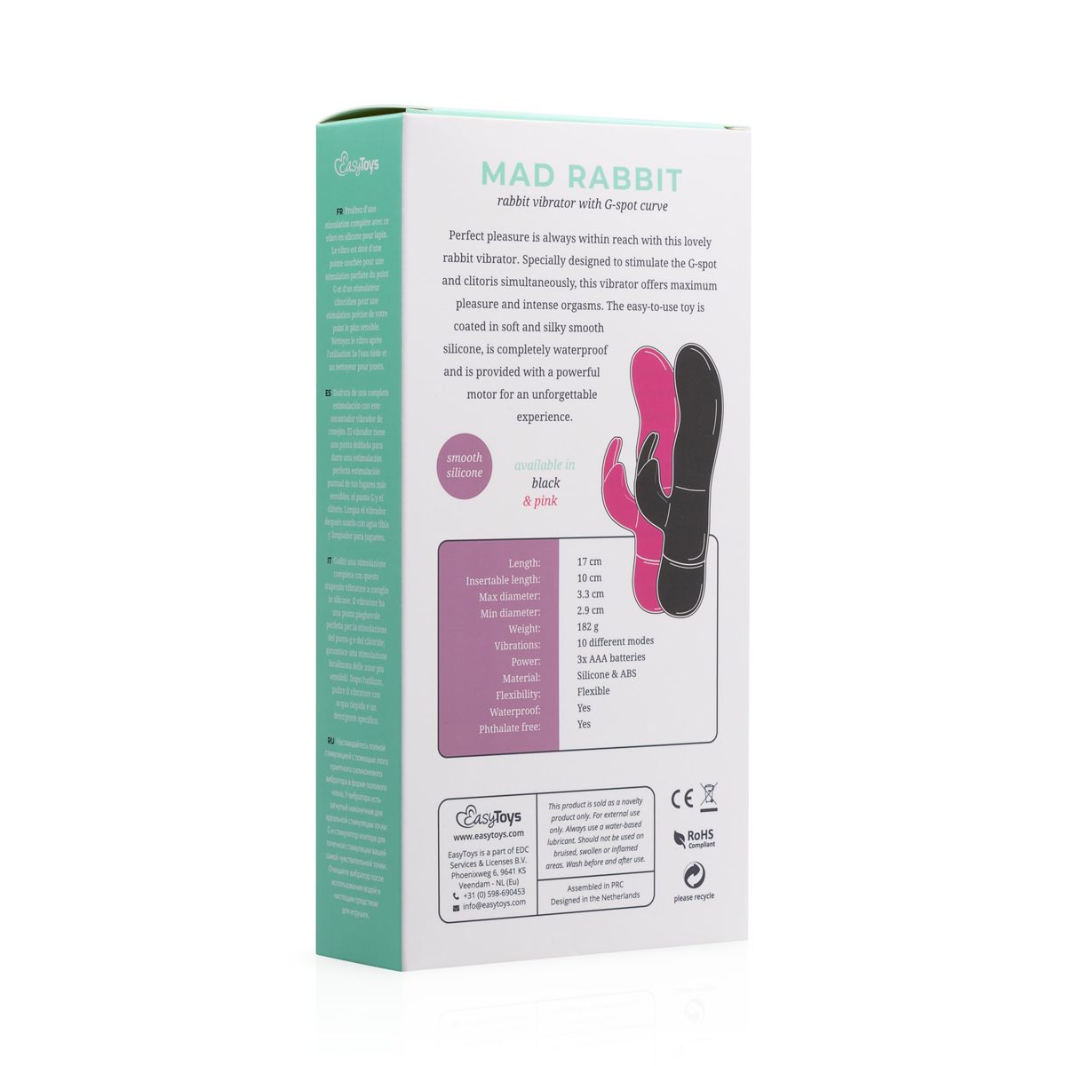 EasyToys - Mad Rabbit Vibrator mit G-Punkt- und Klitoris-Stimulation - Rosa