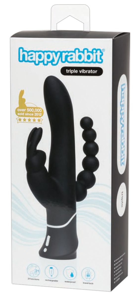 Happy Rabbit - Triple Curve Rabbit Vibrator - Schwarz
