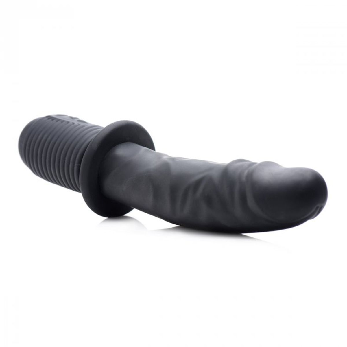Power Pounder - Großer Schwarzer Dildo mit Vibration und Stoßfunktion - 3 Geschwindigkeitsstufen
