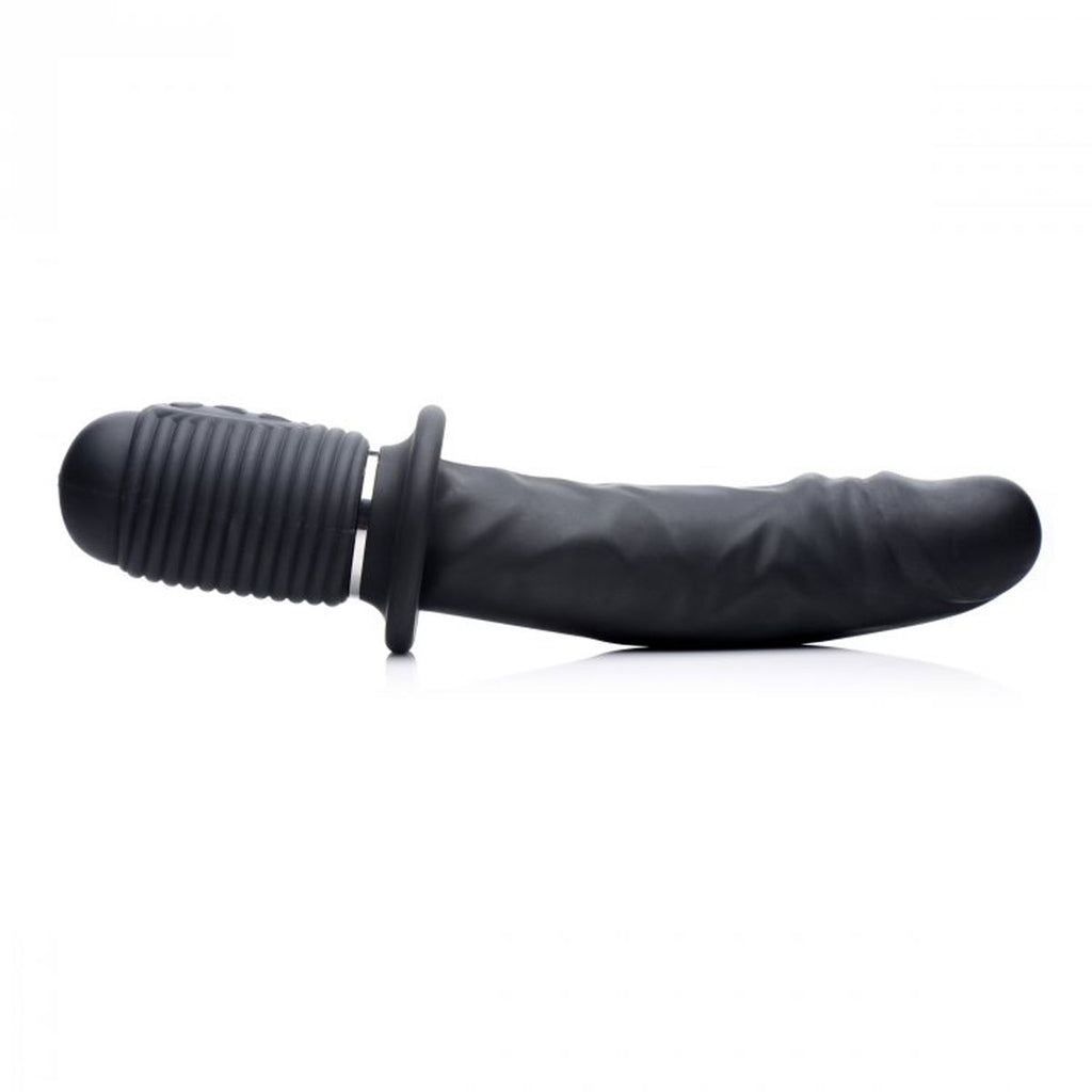 Power Pounder - Großer Schwarzer Dildo mit Vibration und Stoßfunktion - 3 Geschwindigkeitsstufen