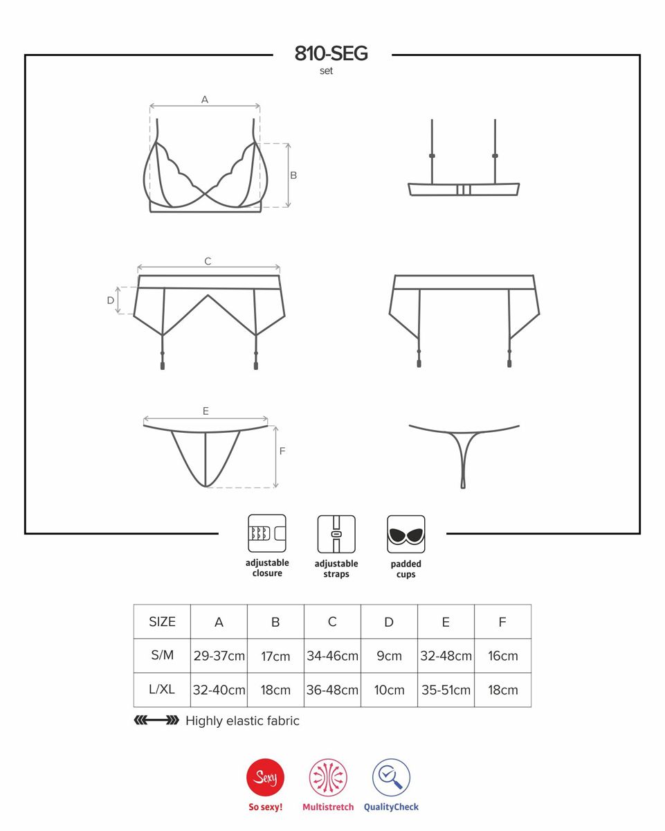 Obsessive - Driedelig Kanten Lingeriesetje