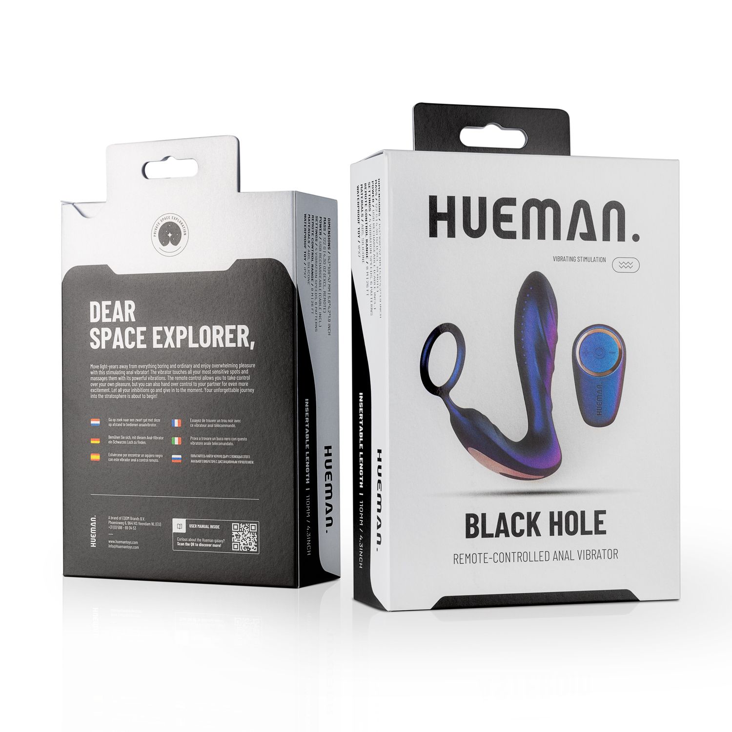 Hueman - Black Hole Anal Vibrator mit Cockring - 10 Vibrationsstufen