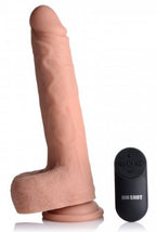 Realistischer XL Dildo - Vibrierend und Stoßend mit Saugnapf und Hodensack - 17,8 cm