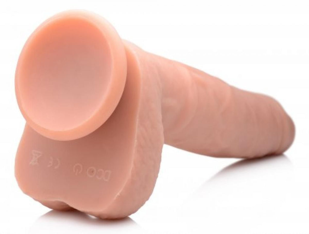 Realistischer XL Dildo - Vibrierend und Stoßend mit Saugnapf und Hodensack - 17,8 cm