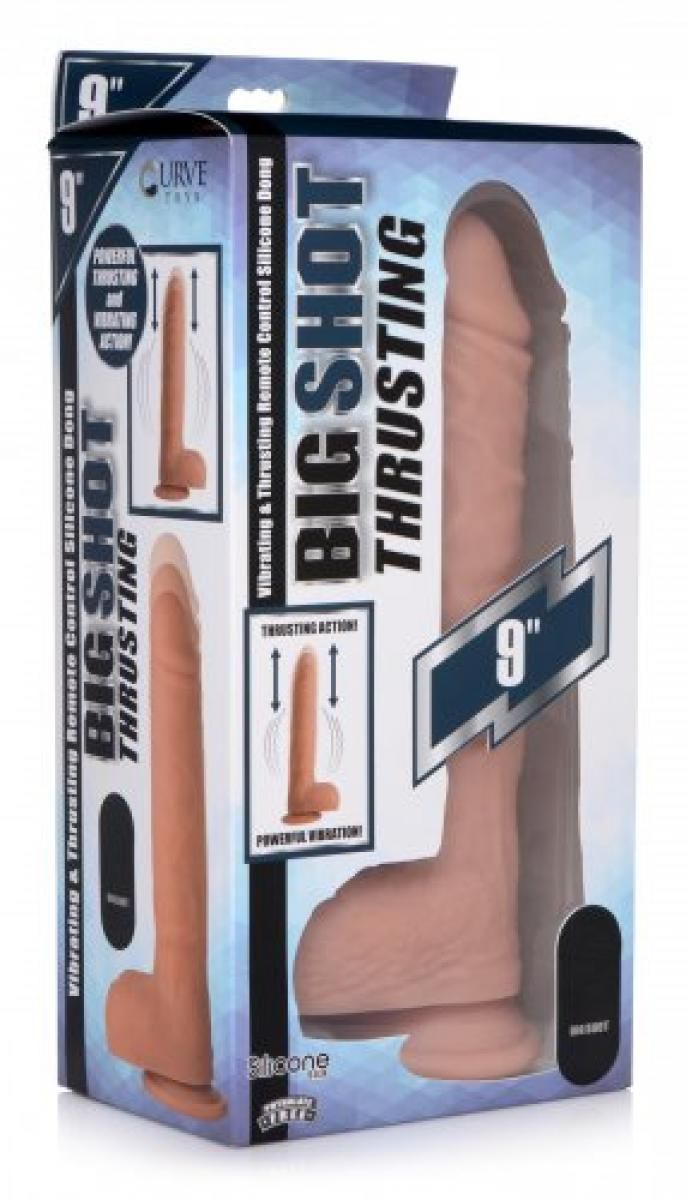 Realistischer XL Dildo - Vibrierend und Stoßend mit Saugnapf und Hodensack - 17,8 cm