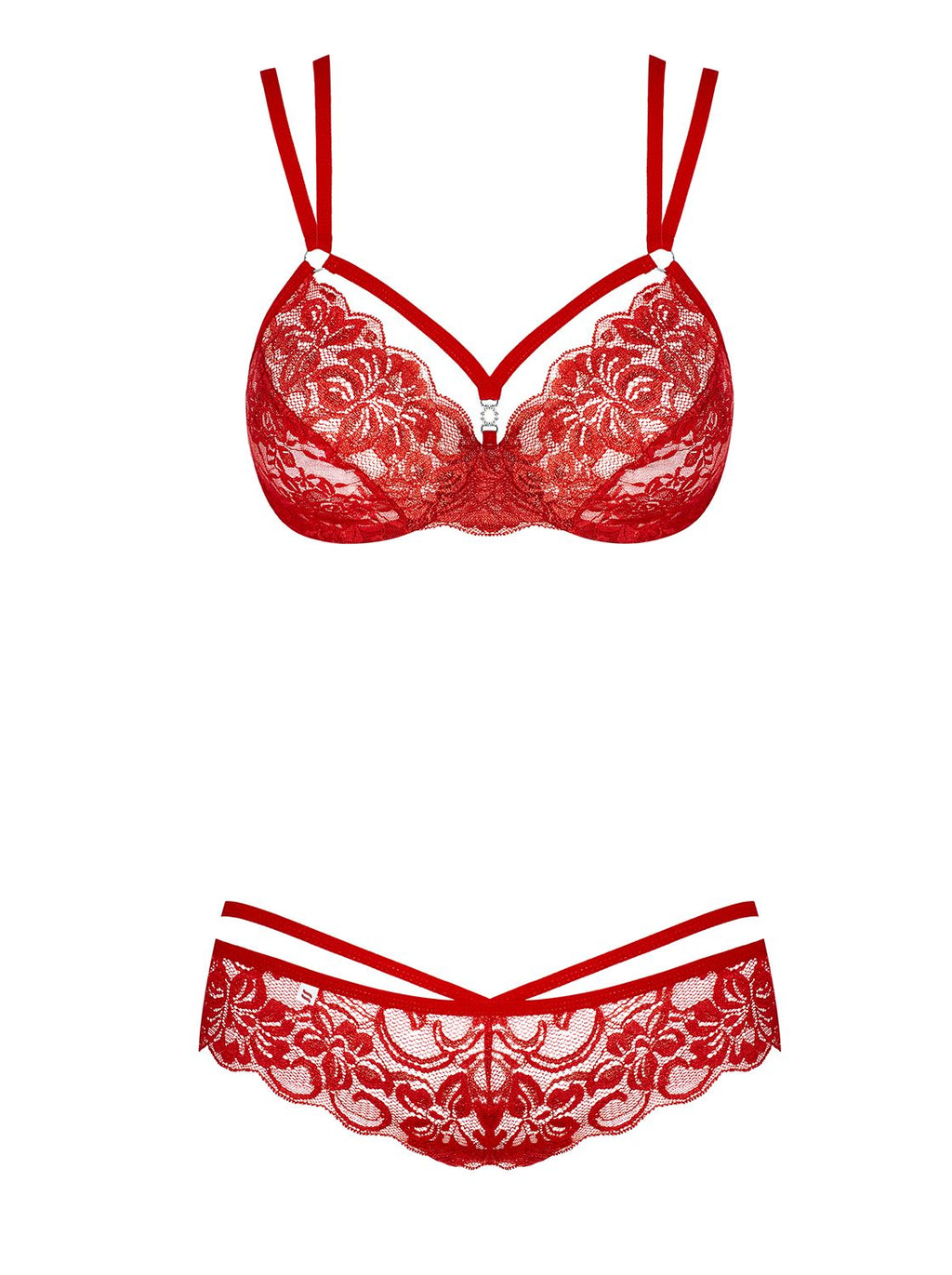 Obsessive - 2-Delige Kanten BH Set - Zwart
