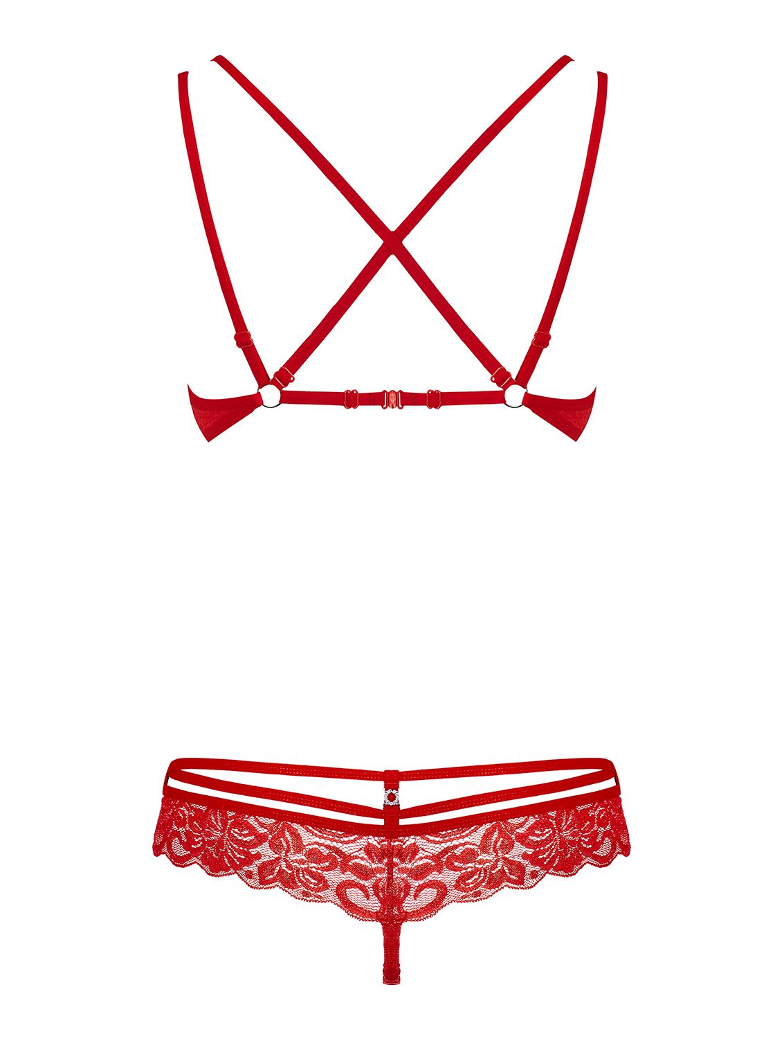 Obsessive - 2-Delige Kanten BH Set - Zwart