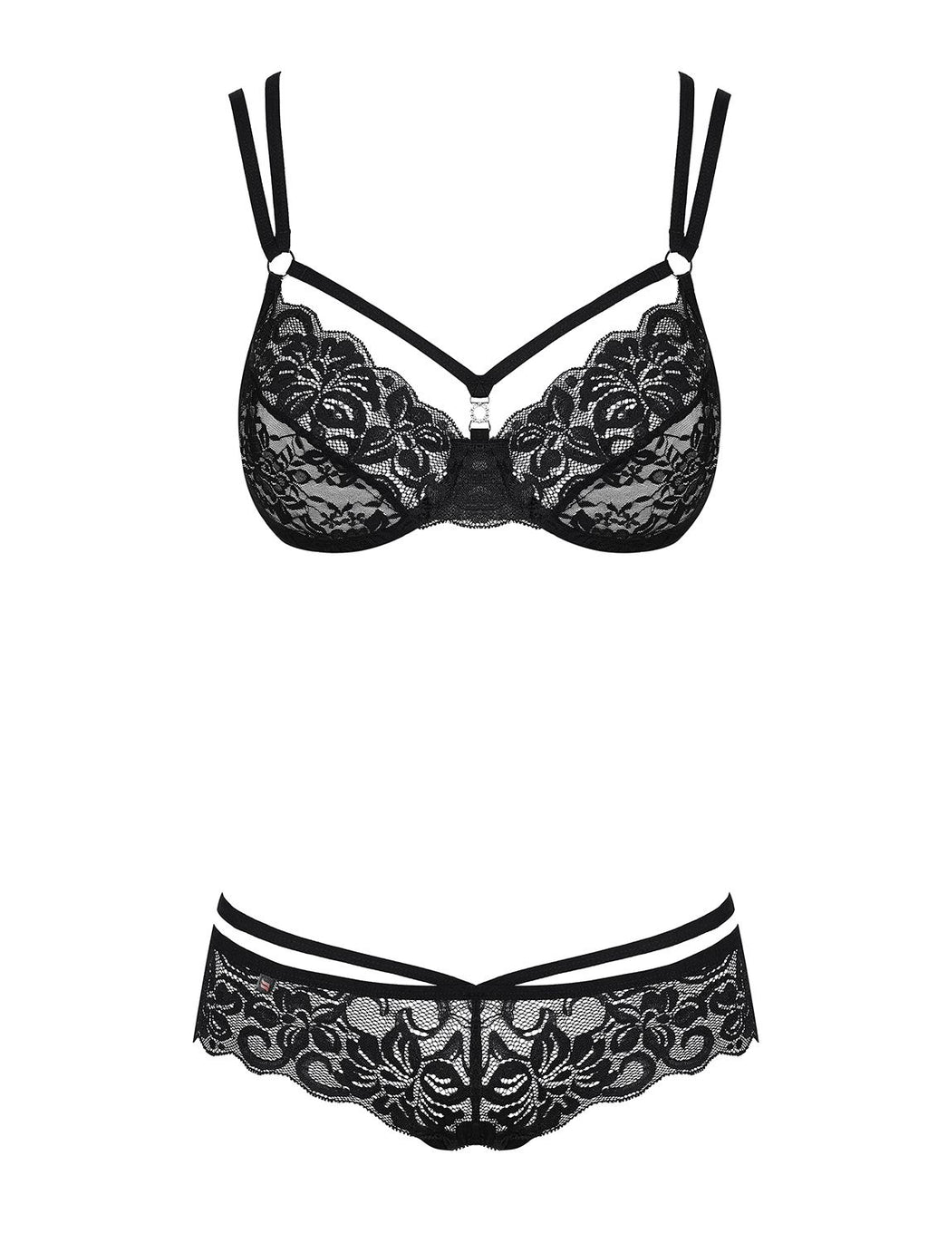 Obsessive - 2-Delige Kanten BH Set - Zwart