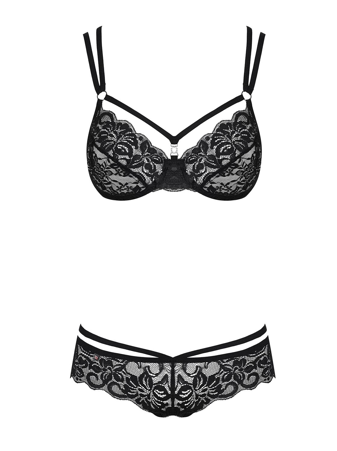 Obsessive - 2-Delige Kanten BH Set - Zwart