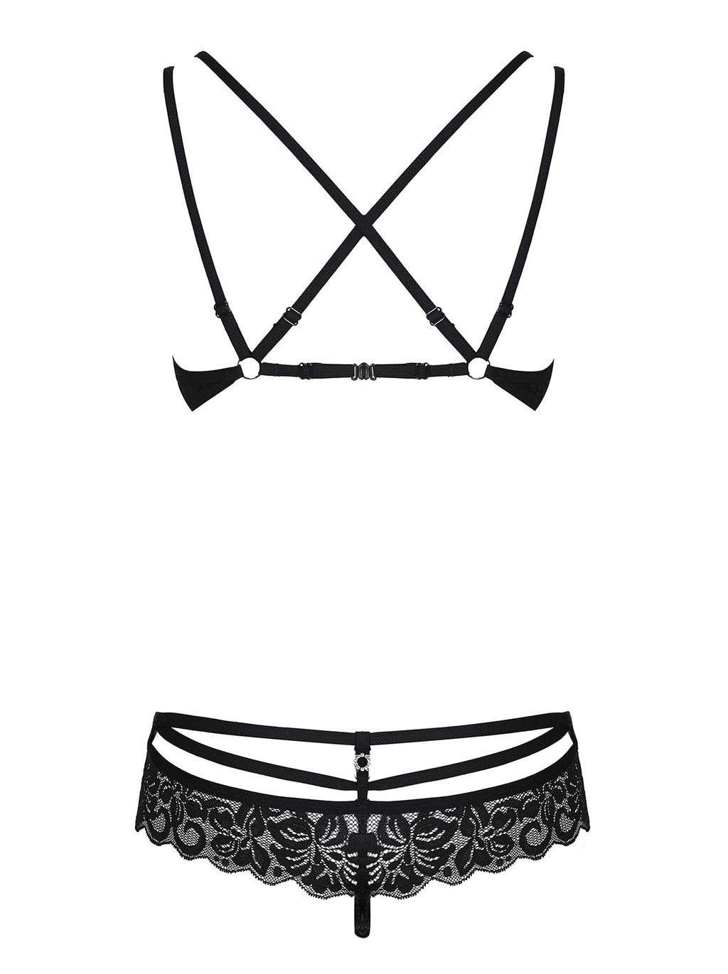 Obsessive - 2-Delige Kanten BH Set - Zwart