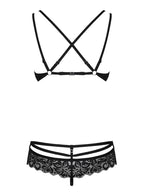 Obsessive - 2-Delige Kanten BH Set - Zwart
