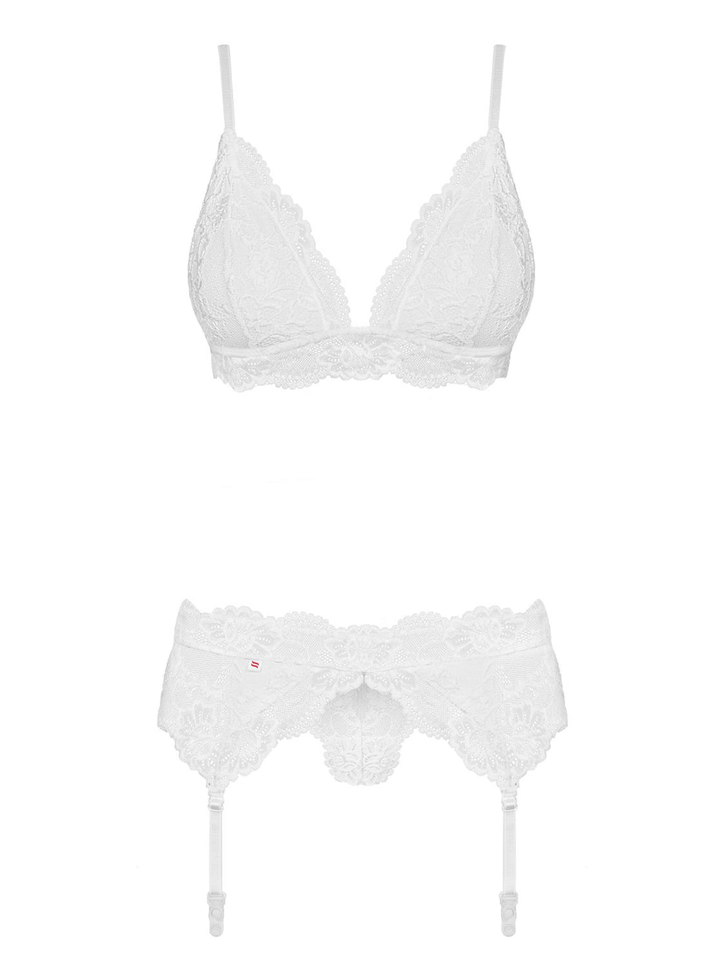 Obsessive - 3-Delige Kanten Jarretel Set - Wit