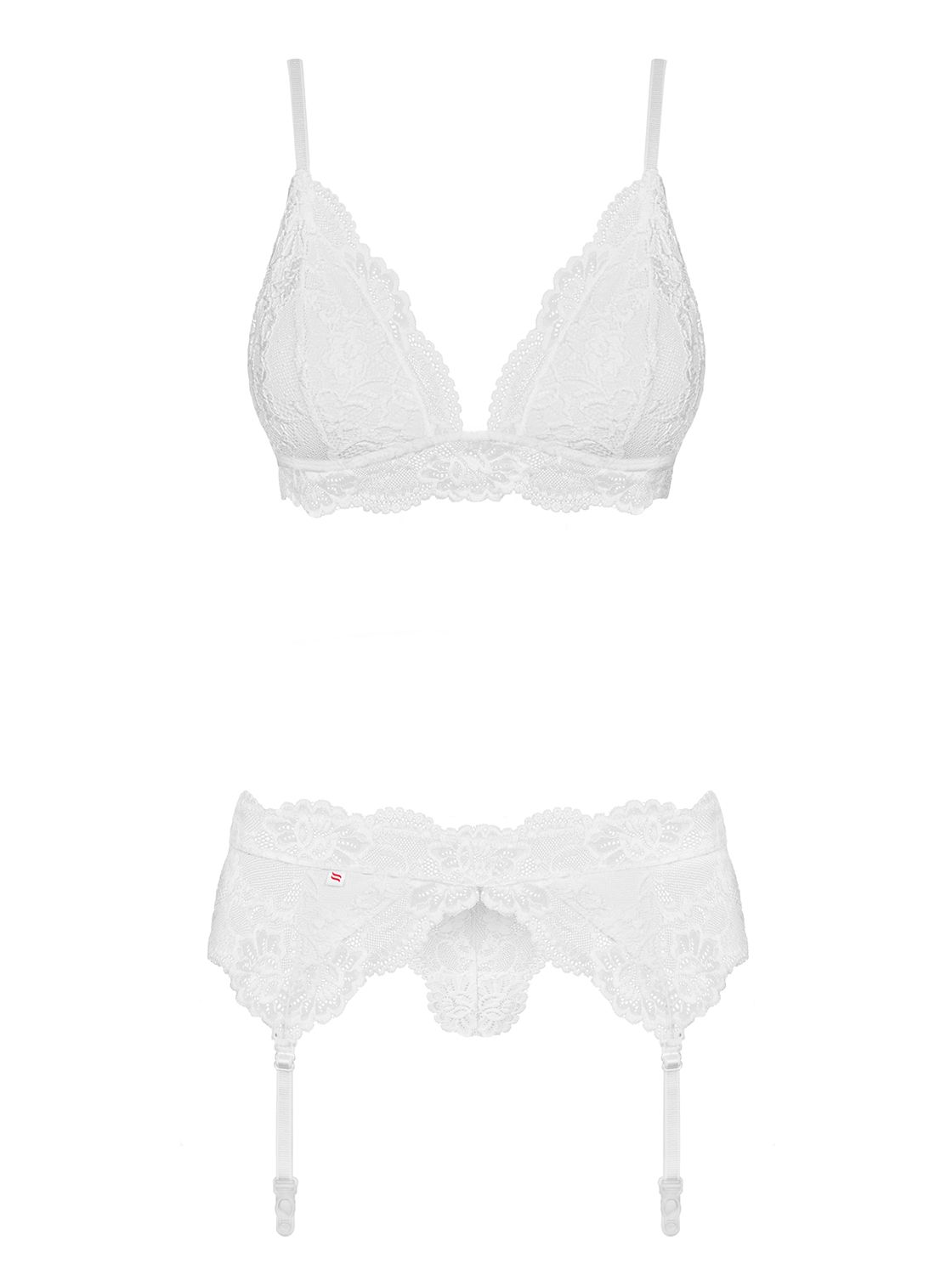 Obsessive - 3-Delige Kanten Jarretel Set - Wit