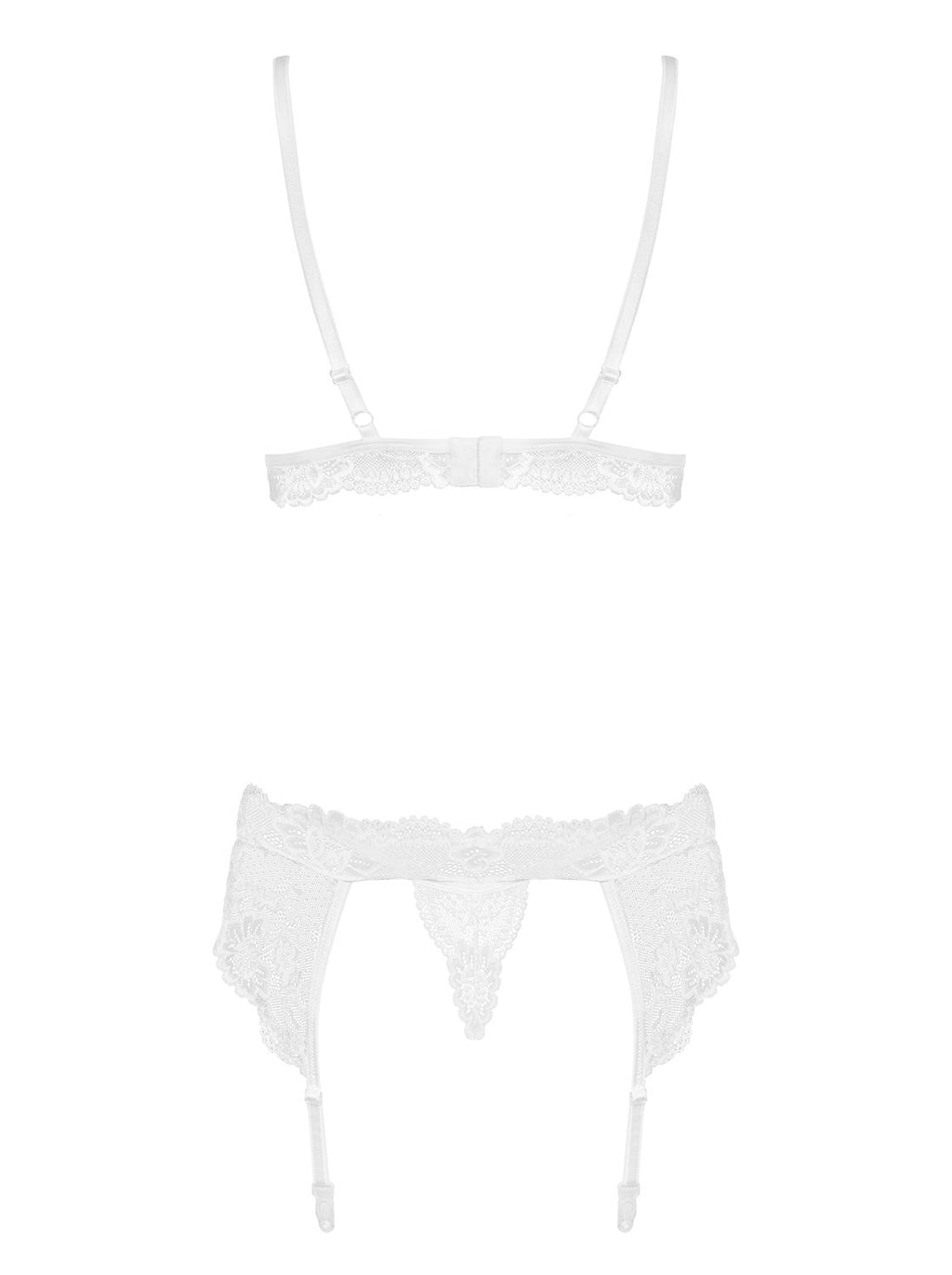 Obsessive - 3-Delige Kanten Jarretel Set - Wit