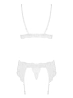 Obsessive - 3-Delige Kanten Jarretel Set - Wit