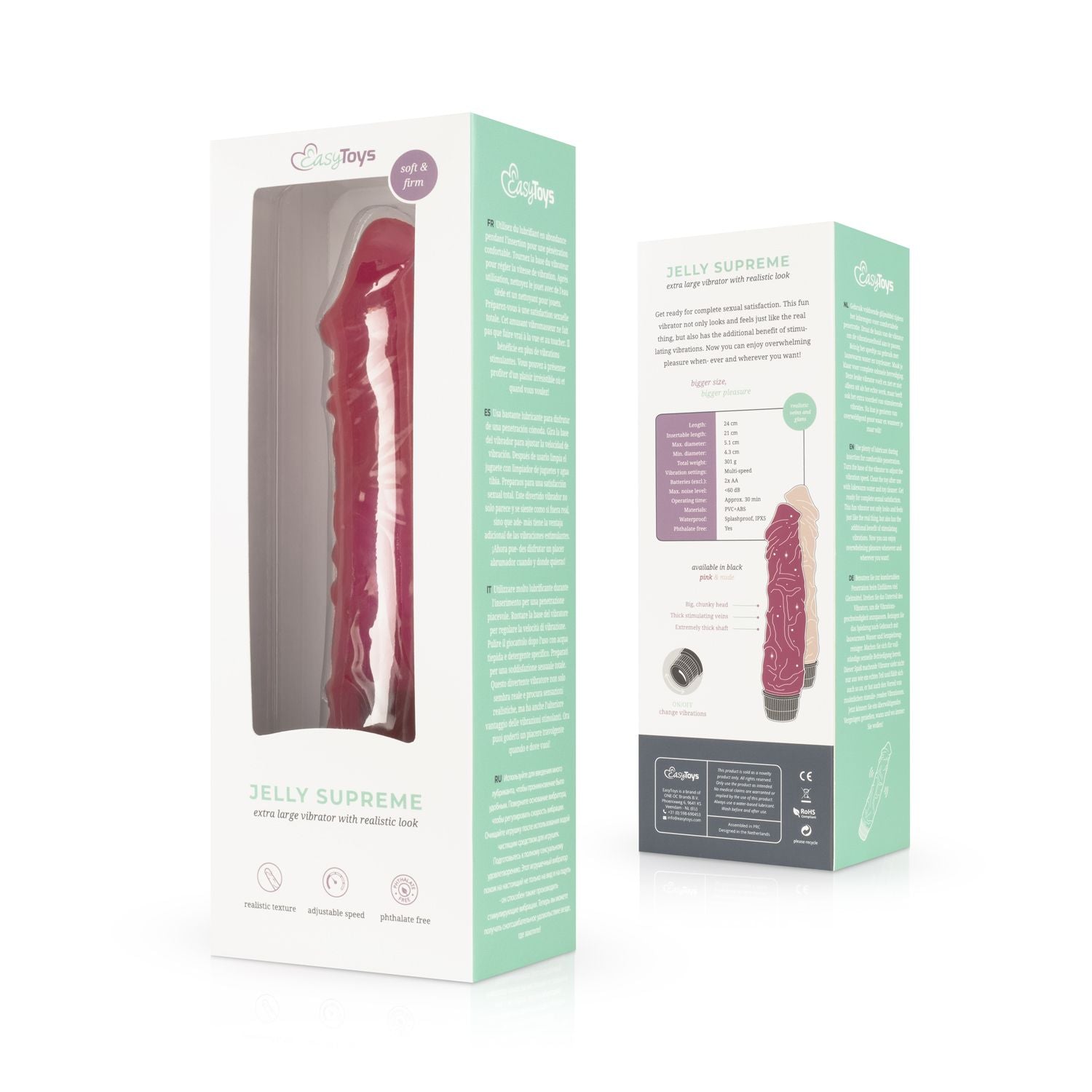 Jelly Supreme - Realistischer Vibrator Pink/Glitzer - 24 cm