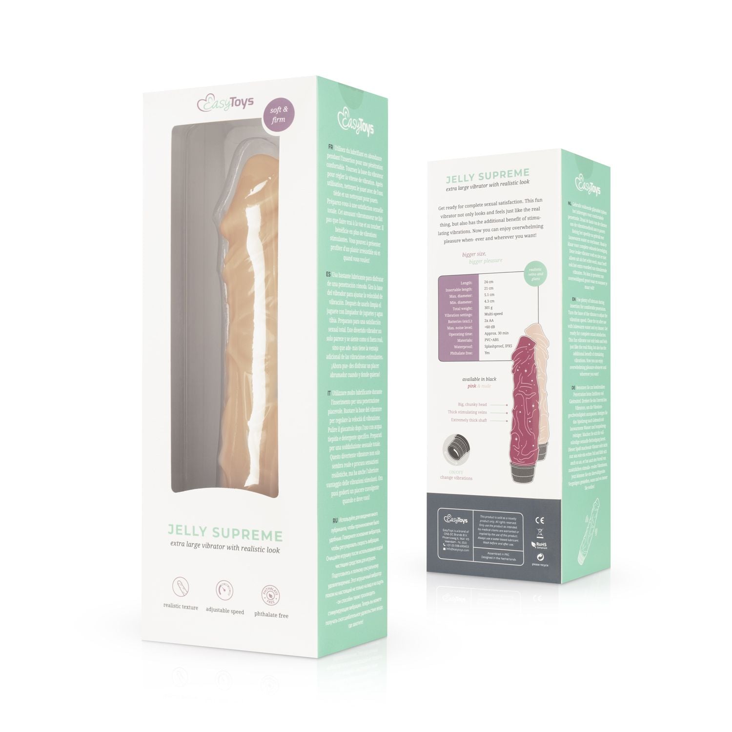 Jelly Supreme - Realistischer Vibrator Pink/Glitzer - 24 cm