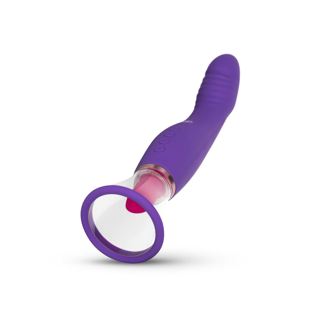 Pleasure Pump - Vulvapumpe mit G-Spot-Vibrator und Klitorisstimulator - Lila