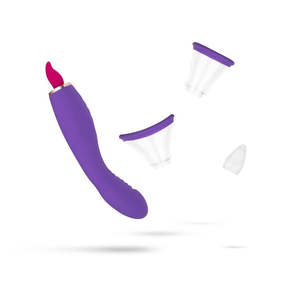 Pleasure Pump - Vulvapumpe mit G-Spot-Vibrator und Klitorisstimulator - Lila