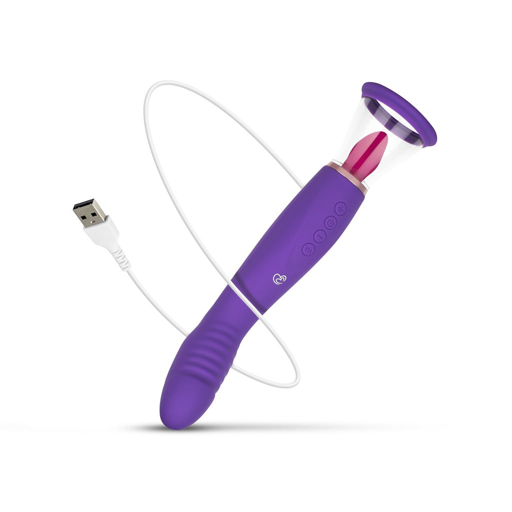 Pleasure Pump - Vulvapumpe mit G-Spot-Vibrator und Klitorisstimulator - Lila