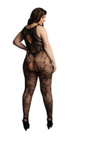 Catsuit für Kurven in Spitzenoptik schwarz