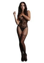 Catsuit mit Spitzenoberteil schwarz