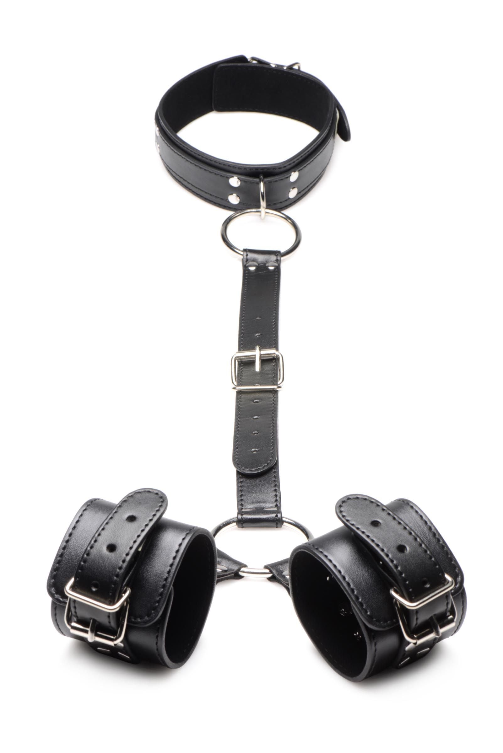 Strict - Halsband mit Manschetten Fessel-Set - Schwarz