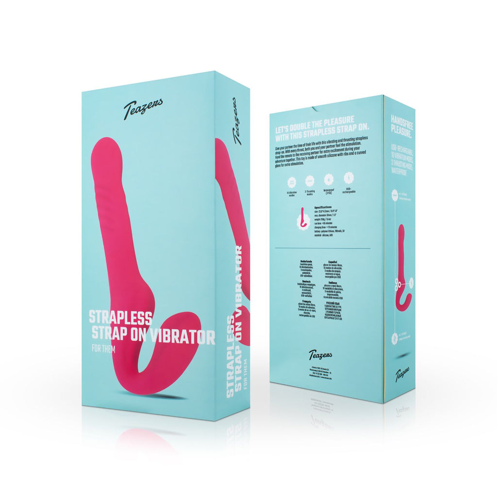 Teazers - Strapless Strap-on Vibrator - Rosa mit 10 Vibrationsstufen